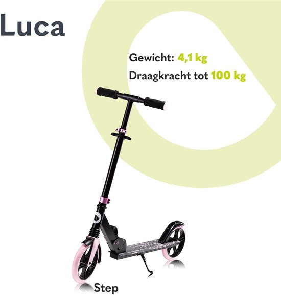 Lionelo Luca - Step - Draagkracht tot 100 kg - Kinderstepjes - Lagers ABEC-7 - voor Jongens en Meisjes - Drie instelbare hoogte-opties