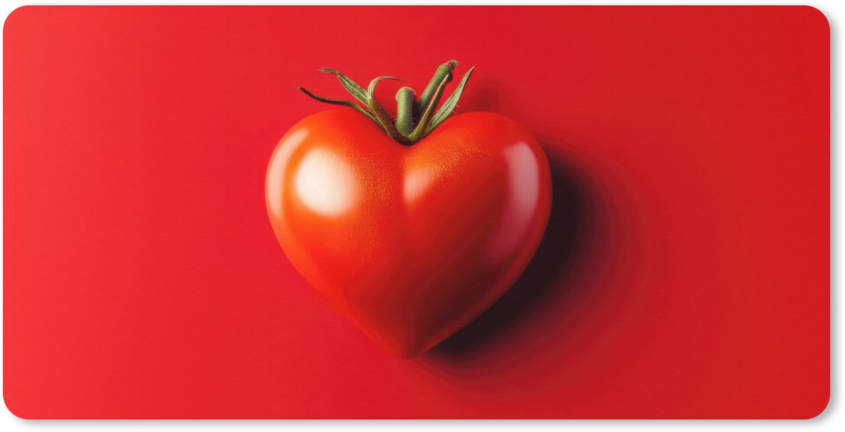 Muismat XXL 100x50 cm - Bureau onderlegger - Bureau mat Tomaat - Rood - Hart - Bureaumat - Gaming mousepad xl - Bureaulegger groot - Computer deskmat