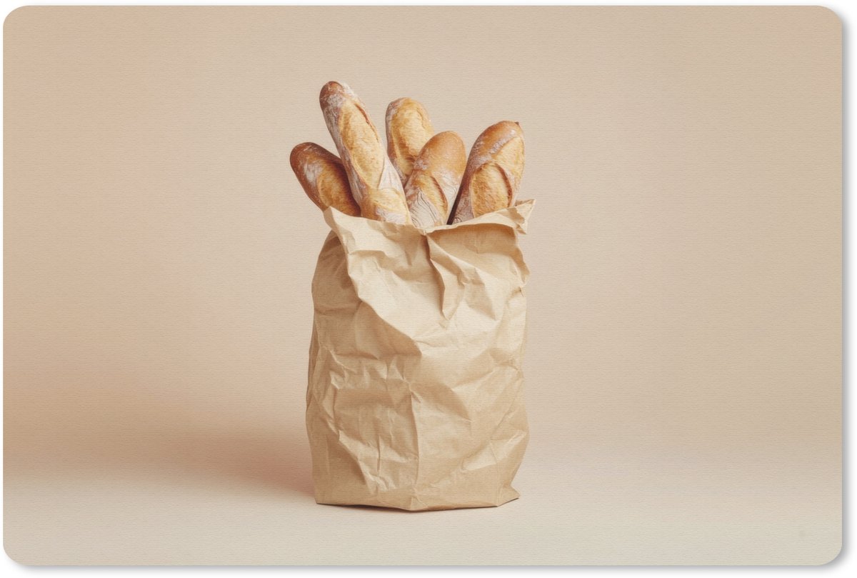 Muismat 27x18 cm - Mousepad Baguette - Brood - Stokbrood - Beige - Muismatten