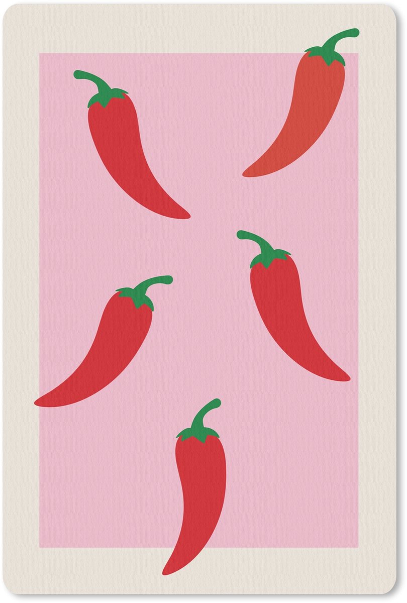 Muismat 18x27 cm - Mousepad Pepers - Rood - Illustratie - Muismatten