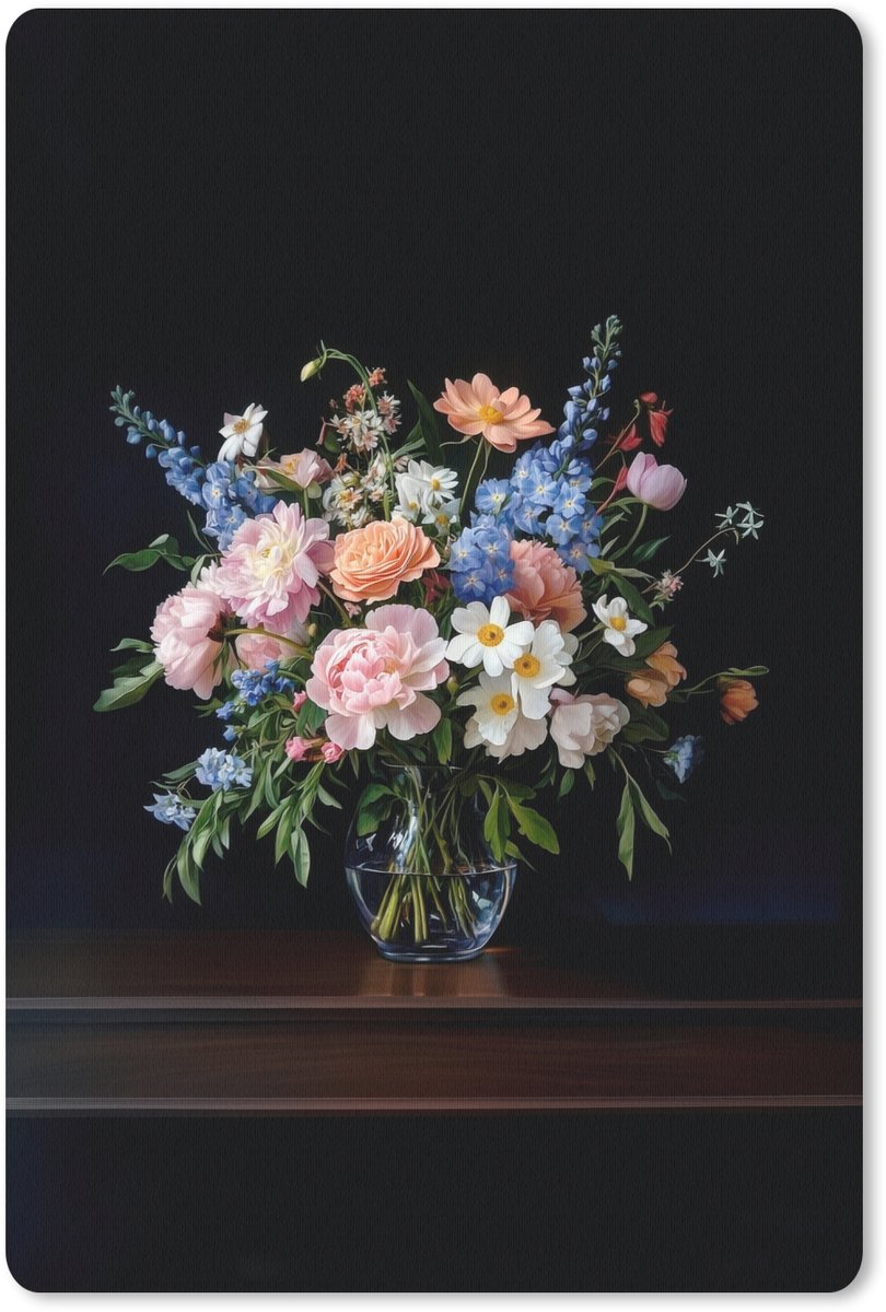 Muismat 18x27 cm - Mousepad Pastel - Bloemen - Glazen - Vaas - Muismatten