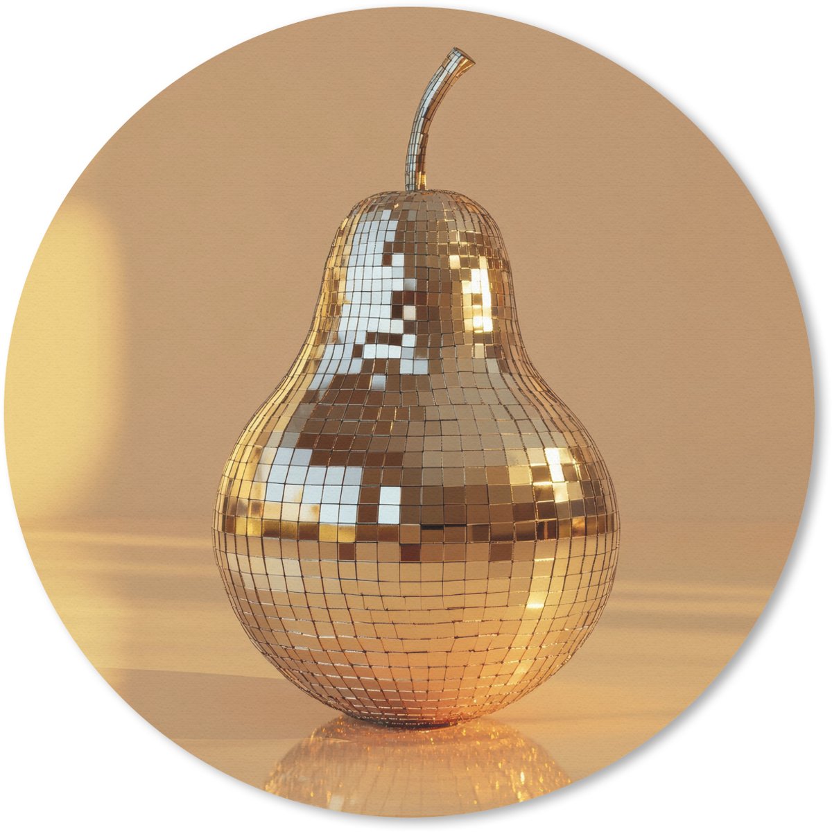 Muismat rond 20x20 cm - Mousepad Goud - Disco - Glitter - Peer - Ronde muismatten