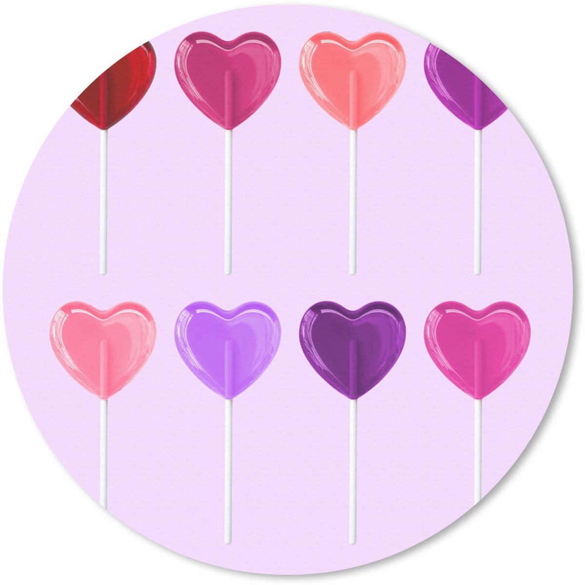Muismat rond 50x50 cm - Mousepad Lolly - Hart - Roze - Snoep - Ronde muismatten