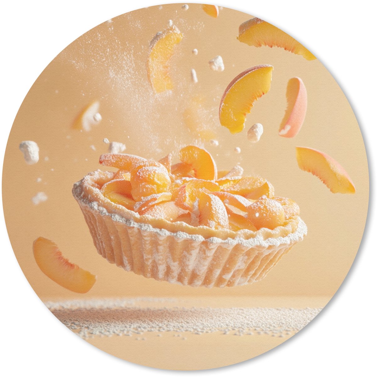 Muismat rond 30x30 cm - Mousepad Peach - Eten - Taart - Oranje - Ronde muismatten