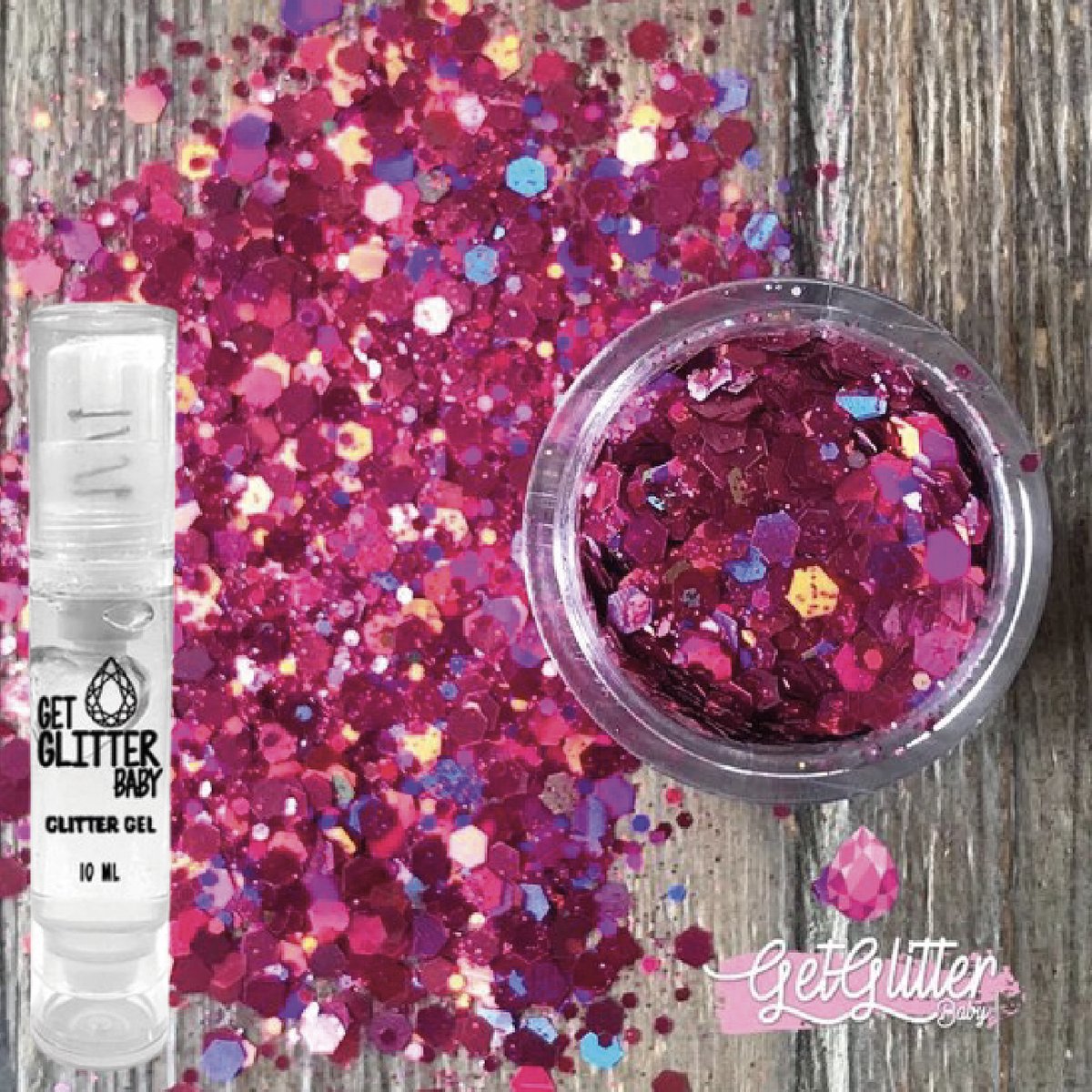 GetGlitterBaby® - Biologische / Biologisch afbreekbare Fel Roze Chunky Festival Glitters voor Lichaam en Gezicht / Biodegradable Face Body Jewels Glitter en Glitter HuidLijm