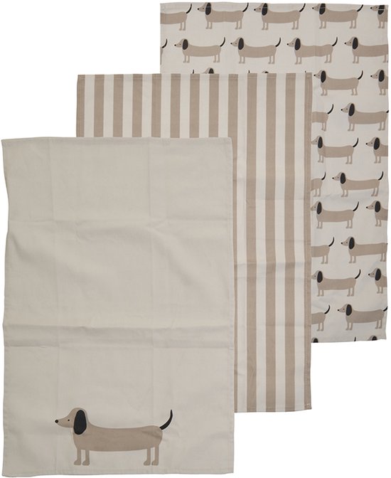 Teckel - lot de 3 torchons de cuisine - torchon de cuisine - torchon à vaisselle - 3 torchons - imprimé teckel - chien - 60x40cm
