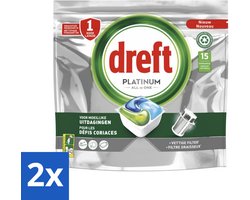 Dreft - Platinum All In One - Vaatwascapsules - Voor Moeilijke Uitdagingen - 15 Capsules - Voordeelverpakking - 2 stuks