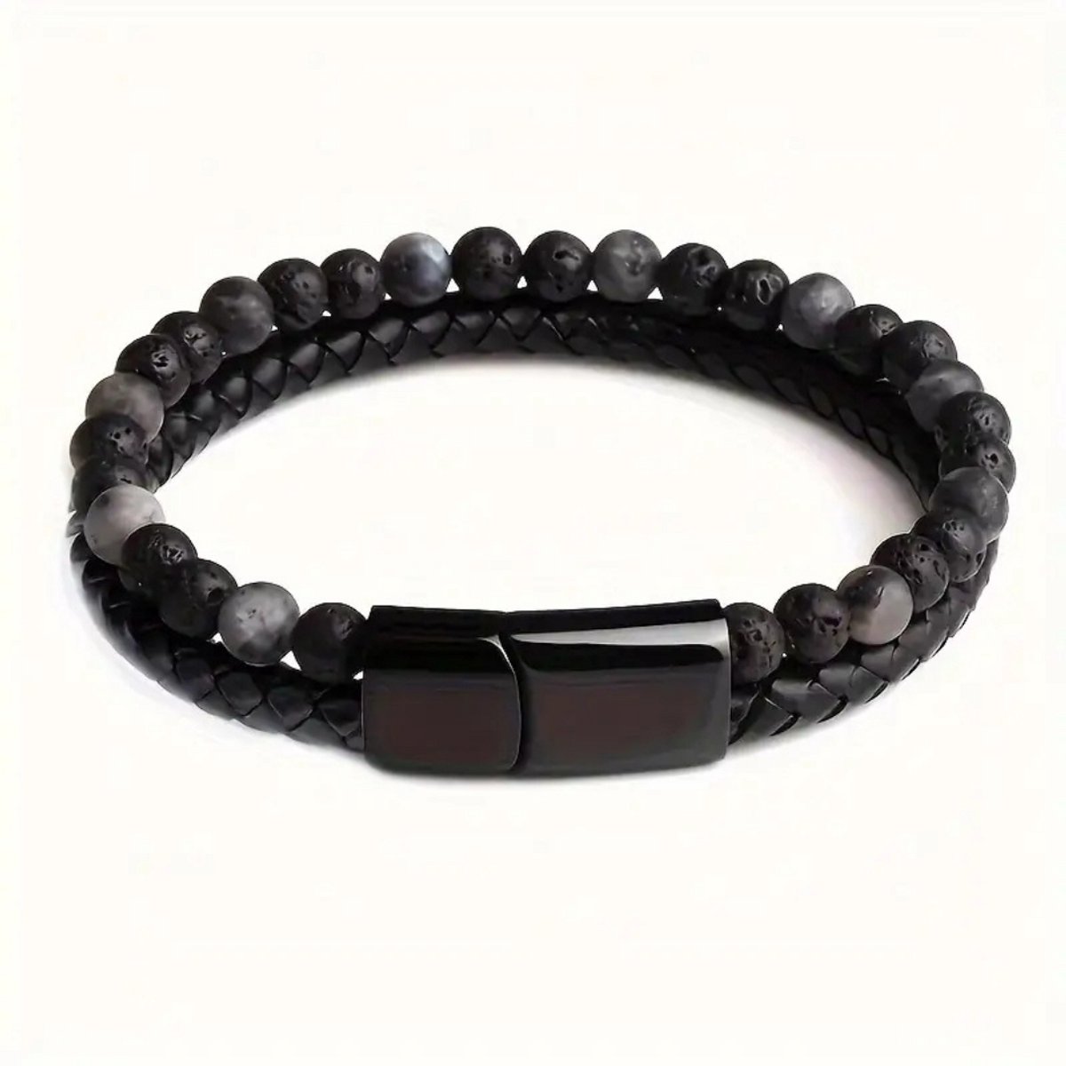 Nivard Armband - Staal - Nep Zilver - Heren - Kralen