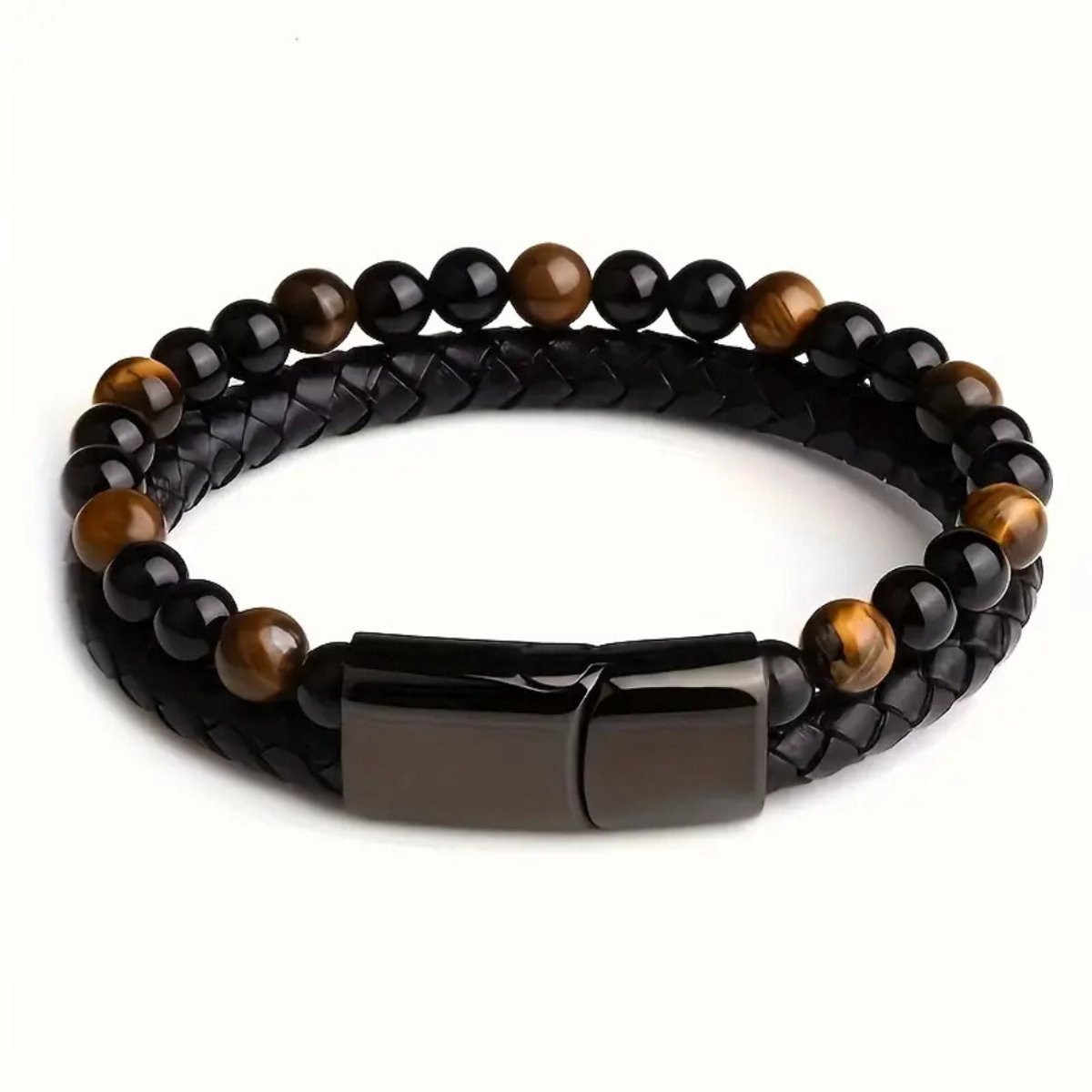 Nivard Armband - Staal - Nep Zilver - Heren - Geel