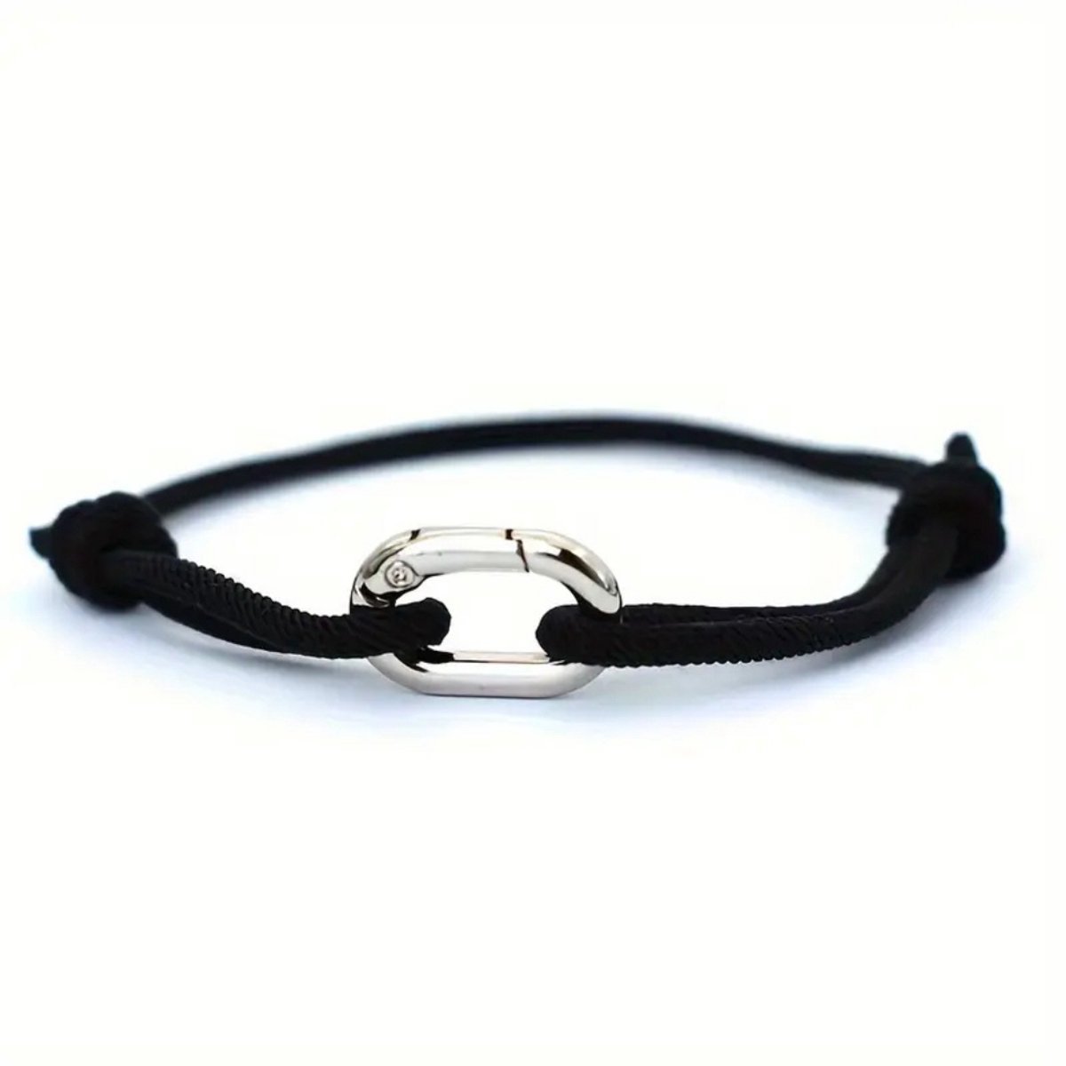 Nivard Armband - Staal - Nep Zilver - Heren - Zwart