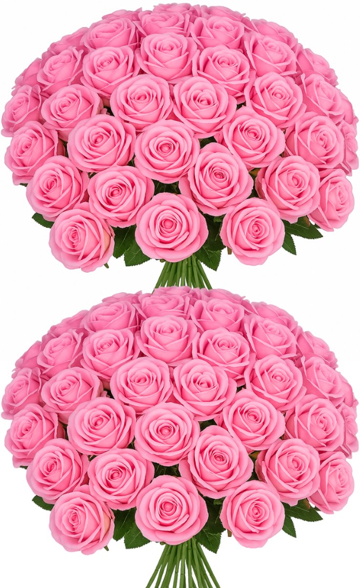 ROSIFY Kunstbloemen Nepbloemen - Kunstrozen - Zijden Bloemen - Set van 50 Kunst Rozen - 50cm - Roze Roze 50 stuks