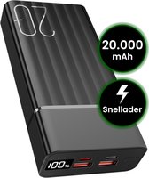 Bol.com BASEY. Powerbank 20000 mAh - USB C & USB A - Snellader 22.5W - Inclusief Laadkabel - LED Display - Noodpakket Power Deli... aanbieding