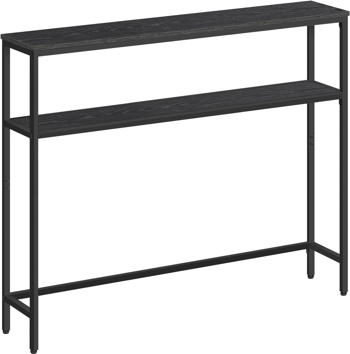 VASAGLE consoletafel, smalle salontafel met 2 planken, 20 x 100 x 80 cm, haltafel, 2 niveaus, voor hal, woonkamer, slaapkamer, antracietgrijs-inktzwart
