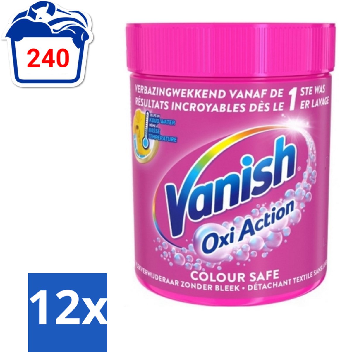 12 x Vanish Oxi Action - Veilige Kleur - Vlekkenverwijderaar Poeder - Zonder Bleek - Gekleurde Was - 550 Gram - Vlekkenverwijderaar - Kleurveilig - Waspoeder - Gekleurde Was - Vlekken Verwijderen