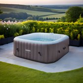 Opblaasbare Spa Whirlpool 2400W – 6 Persoons Jacuzzi opblaasbaar – 185x185x65 cm – 130 Massagejets – 910L – Verwarming tot 40°C – Bubble Spa voor Buiten & Binnen – Inclusief Afdekking, Filter & Accessoires – Luxe Wellness Jacuzzi