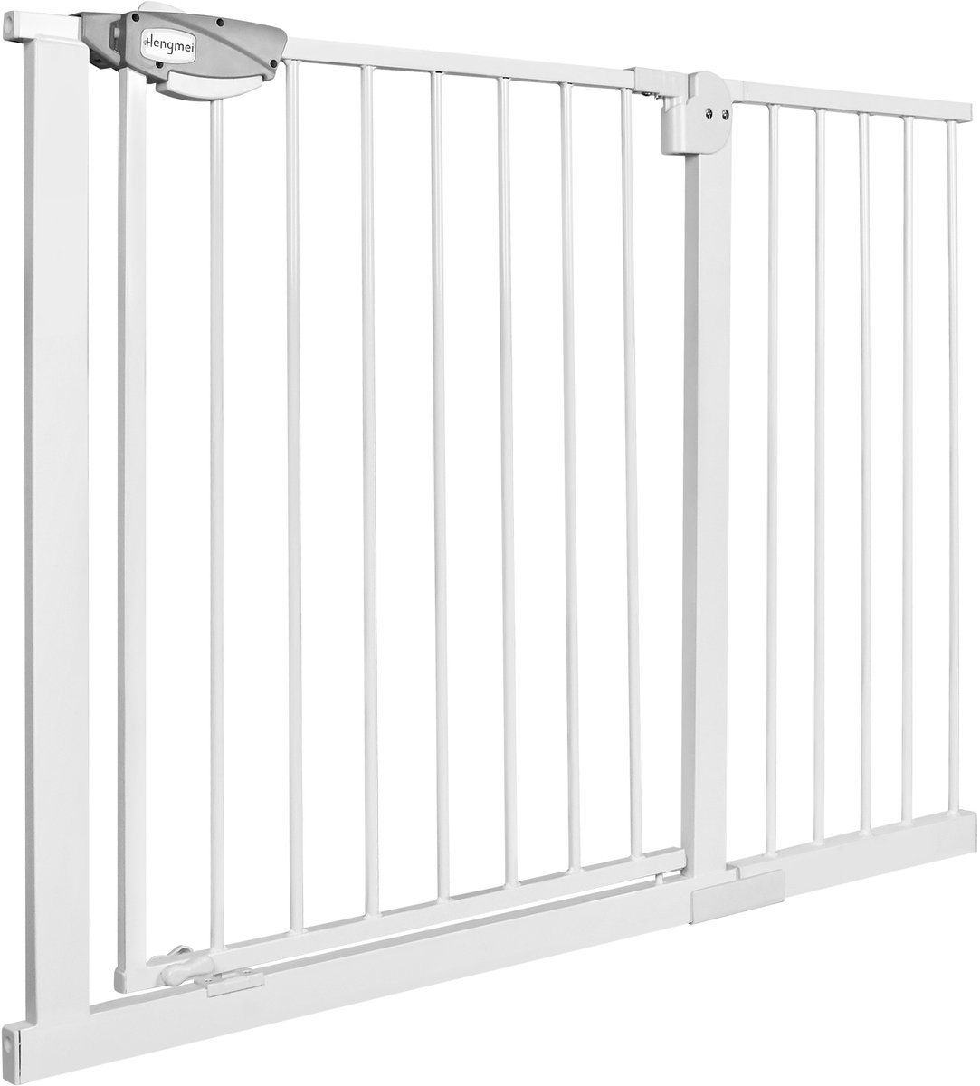 Aufun Traphekje Zonder Boren - 105 tot 115cm - Klembevestiging - Veiligheidshekje voor Baby- Kinderhekje - Metal Hondenhek - Wit