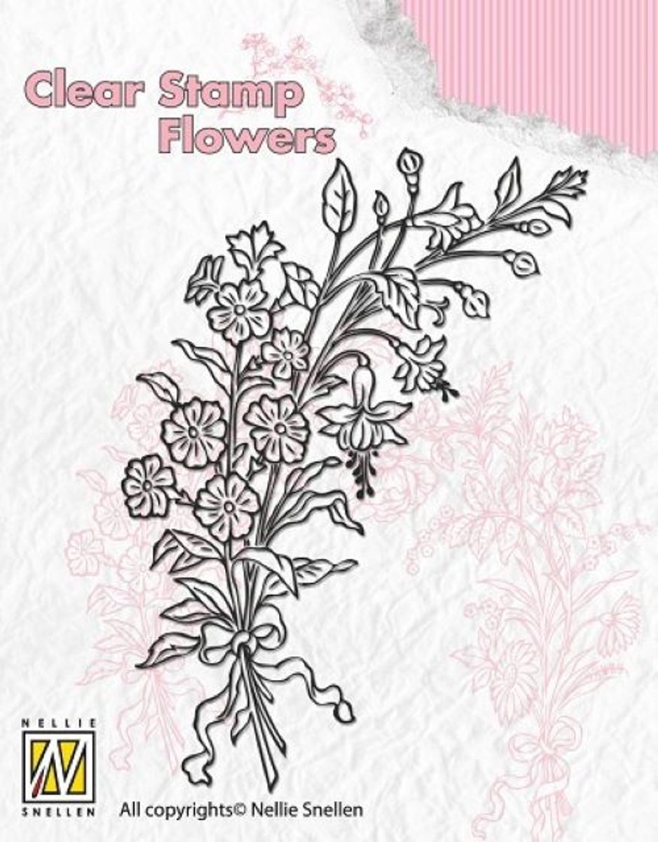 FLO007 Nellie Snellen clearstamp flowers bouquet - stempel boeket bloemen - bloem