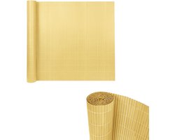 Aufun PVC Zichtwerende Mat - Versterkte Lamellen voor Balkon, Terras of Tuin- Waterdicht, Stevig en Met Kabelbinders, (90x500 cm, Bamboe)