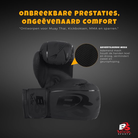 Belicon porte des Gants de boxe Sparring Muay Thai Pro Training, Maya Skin Leather, Kickboxing Heavy Punching Bag Focus Mitts Pads Double End Ball Training, MMA Fitness Gym Bag, Ventilated Palm --- 12 OZ