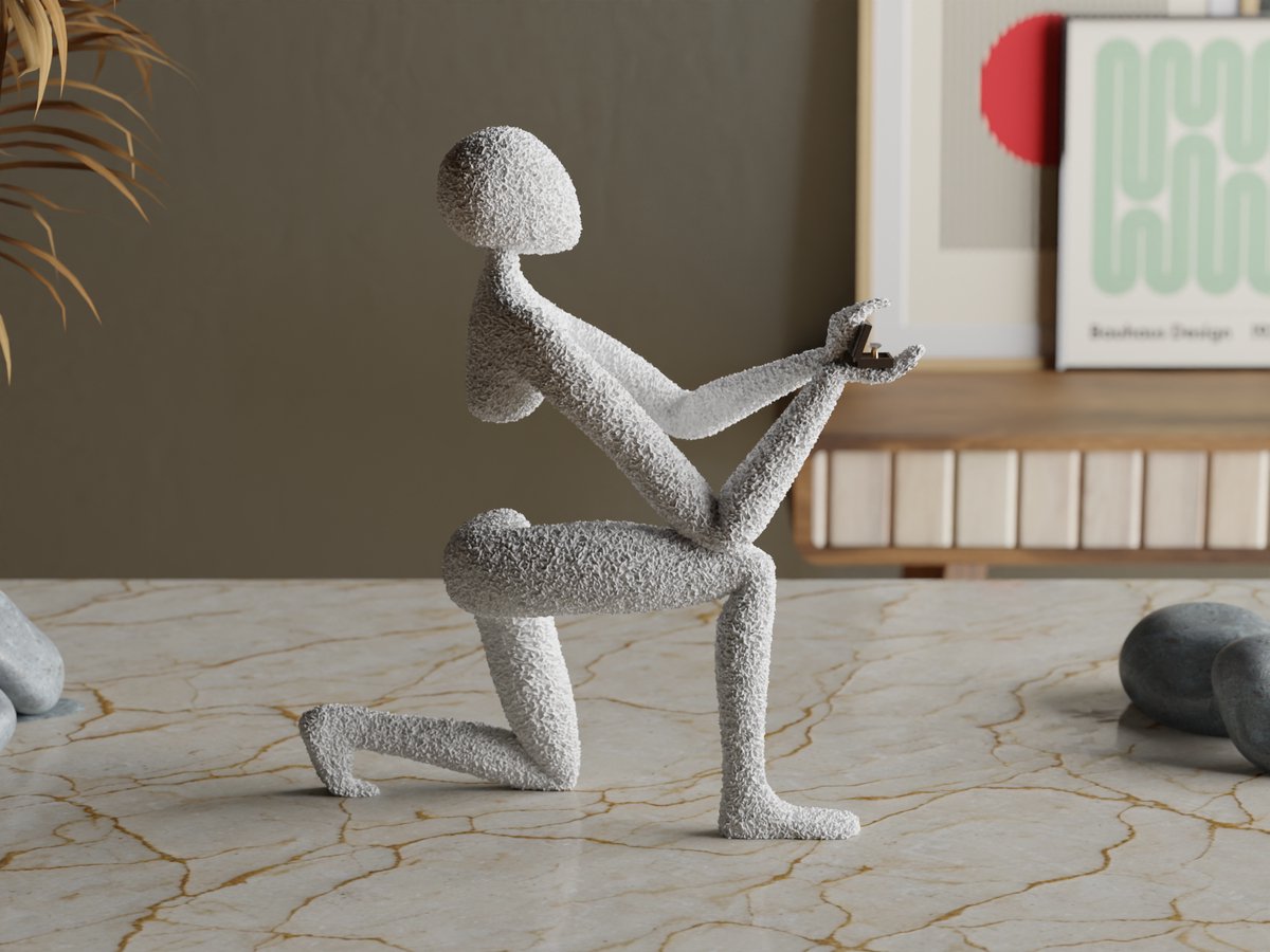 Minimalistisch Beeld – Huwelijksaanzoek – Symbolisch & Emotioneel – 3D Geprint – Uniek Cadeau