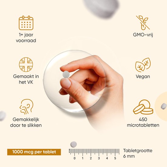 WeightWorld Vitamine B12 tabletten - 1000 mcg - 450 vegan microtabletten voor 1+ jaar voorraad