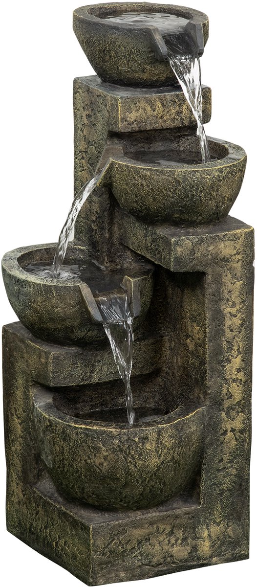 Tuinfontein - fontein met regelbare doorstroming - 4-laags decoratieve fontein - waterornament - waterval voor tuin