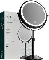 Nolt Miroir de maquillage avec Siècle des Lumières LED – Miroir grossissant 1X/10X – Miroir de rasage – Lampe de courtoisie – 3 modes d'éclairage – Rechargeable – Zwart