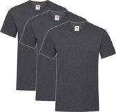 3 Pack Fruit of the Loom V Hals Maat XXXL (3XL) Valueweight Kleur Dark Heather Grey