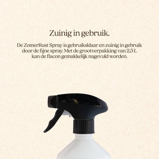 Sprayfles met tekst "Zuinig in gebruik."