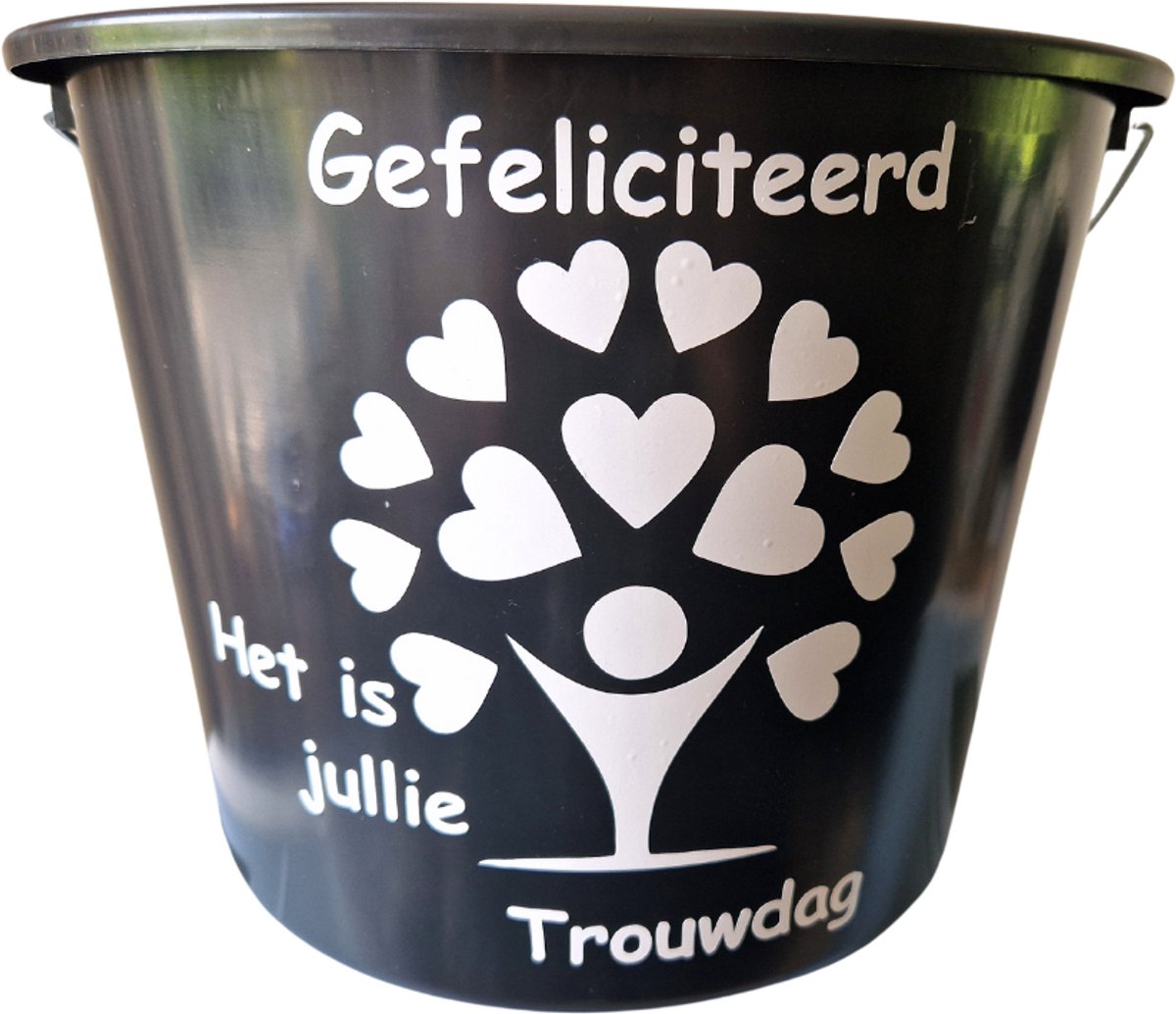 Whoopz-Emmer-Bedrukt-Trouwdag-zwart-wit-huwelijk