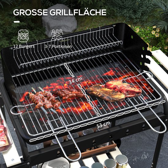 Premie Houtskool barbecue - Grilloppervlak 53x34cm - BBQ voor kamperen, buiten, tuin - Zwart van Merkloos — afbeelding 5