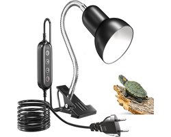 Warmtelamp - E27 fitting - Maximaal 100W - Met timer en temperatuurregeling - Met klem ontwerp - Zonder lamp - Geschikt voor huisdieren - Zwart - 15x15x20 cm - 1 stuk