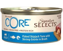 24x Wellness Core Kattenvoer Signature Selects Flaked Tonijn - Garnaal 79 gr