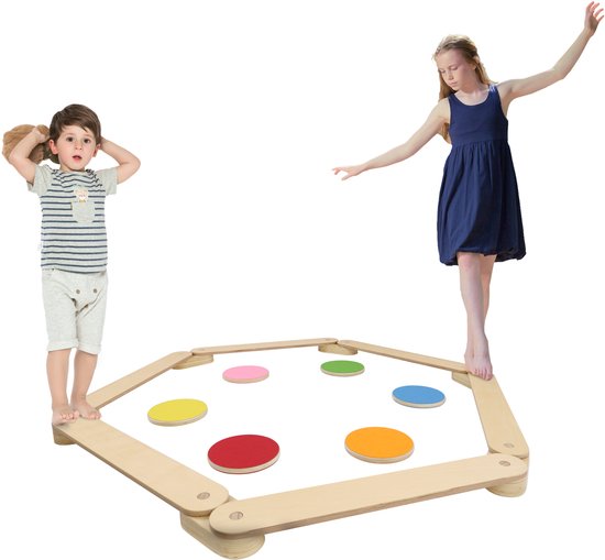 NAIZY Balance Board Für Kinder - Balancierbalken Mit 3m Seil Aus Holz Für Indoor & Outdoor