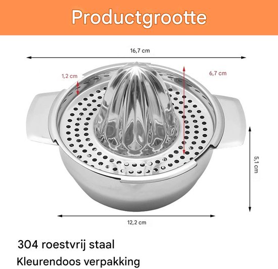 Rvs Handmatige Citroenpers - Huishoudelijke Sinaasappel Juicer - Kleine Mini Draagbare Sinaasappelpers van Merkloos — afbeelding 5