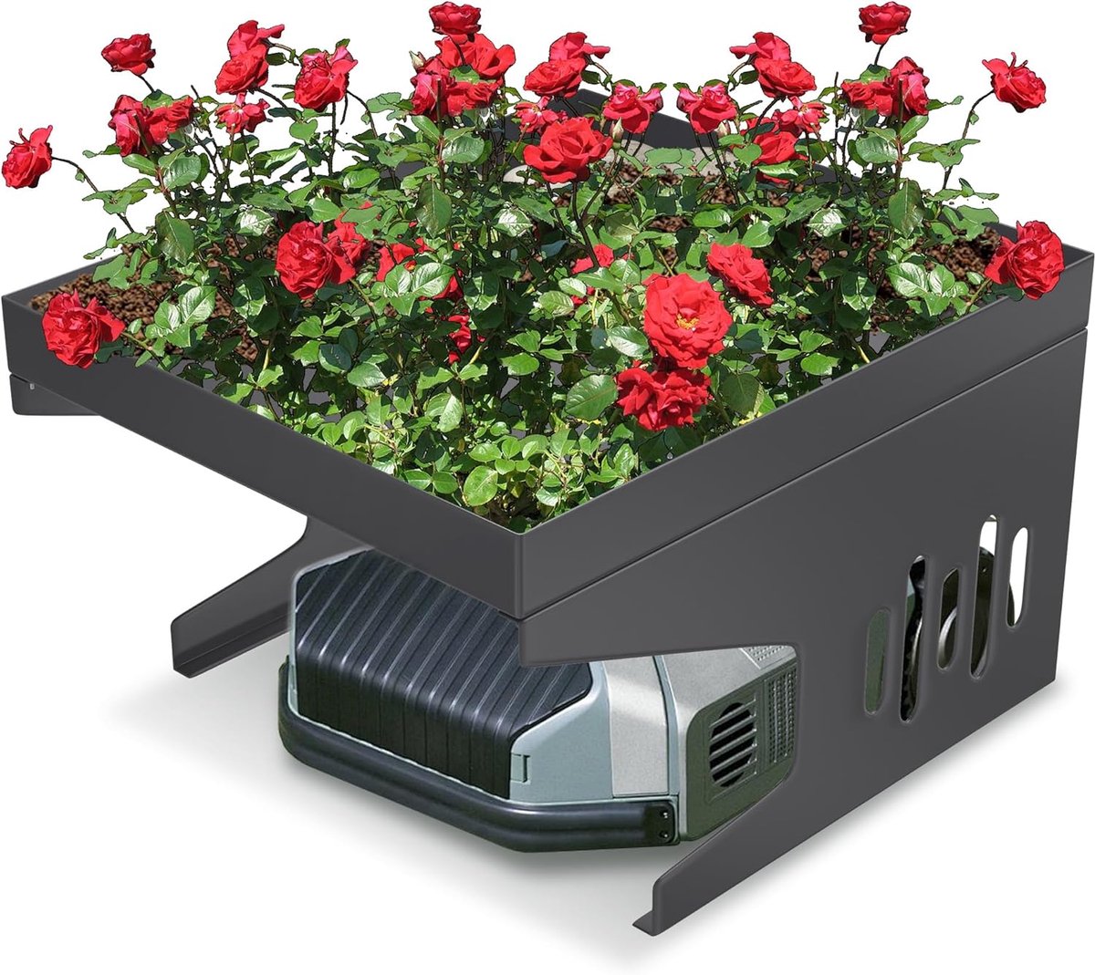 NAIZY Moerobot Tuin Garage Dak Anthraciet Metaal Carport Beschermhoezen Voor Rasenrobot Rasenmaaier Bescherming tegen Regen, Hagel en UV-straling 70 x 60 x 43 cm
