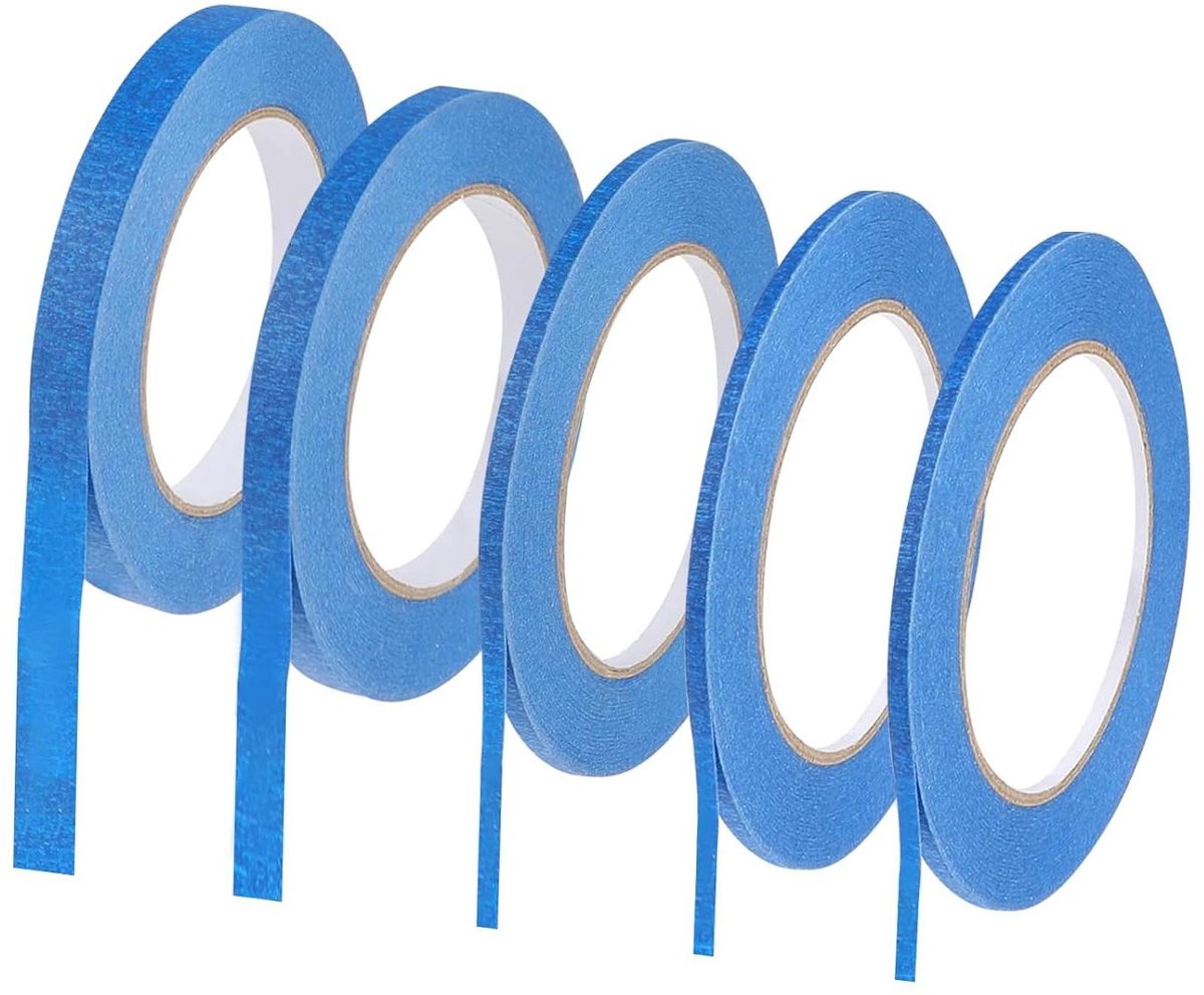 Fine Line Tape schildertape zelfklevend 3/5/10/12 mm x 50 m crêpeband contourband sierstripband laktape lineerband fijne grafische tape voor knutselen labels (blauw)