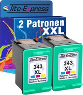 Set van 2x gerecyclede inkt cartridges voor HP 343XL