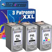 Set van 3x gerecyclede inkt cartridges voor Canon PG-40 & CL-41