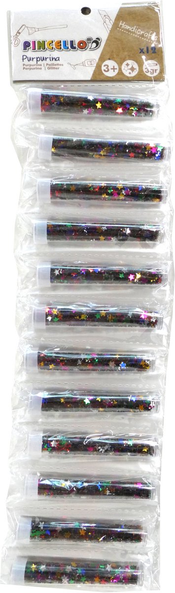 Pincello ster glitter set buisjes multikleur knutselplezier 12x3gr.