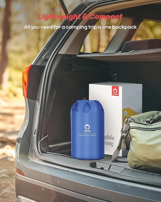 Luchtbed Slaapmat voor 2 personen - gezonde ondersteuning - met ingebouwde voetpomp - duurzaam 47 inch - kamperen wandelen backpacken thuis - blauw van Hikenture — afbeelding 3