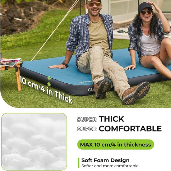 Zachte zelfopblazende slaapmat voor 2 personen, 10 cm dik, campingmat met R-Value 8,7, comfortabel en duurzaam voor buitentent en reizen van Quechua — afbeelding 3