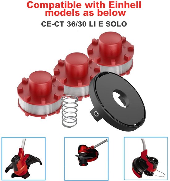Geschikt voor Vervangende draadspoel, compatibel met Einhell GE-CT 36/30Li E, bosmaaieraccessoires, vervangt Einhell 3405096 vervangende spoelen. (4 vervangingsspoelen + 1 deksel) van Rhouyielin — afbeelding 4