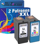 Set van 2x gerecyclede inkt cartridges voor Lexmark 14 & 15