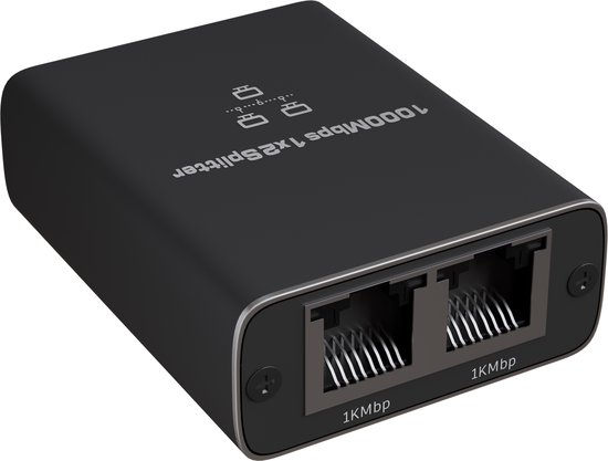 Nuvance - Répartiteur Internet - 2 Portes - Switch Réseau - jusqu'à 1000Mbps - Répartiteur Réseau - Zwart