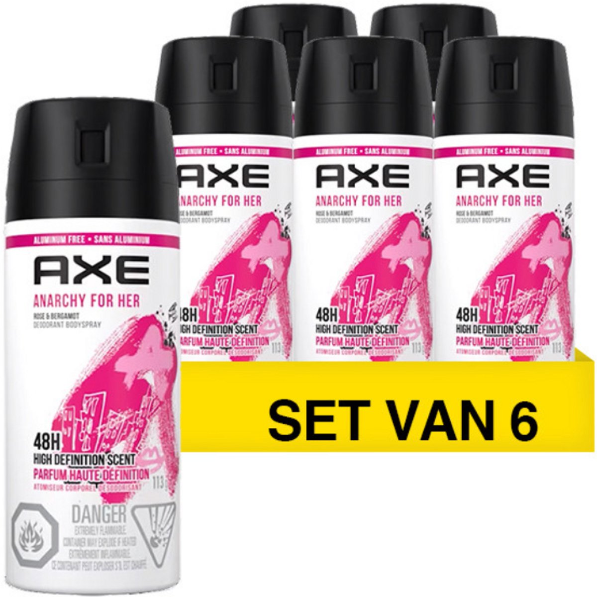 Axe Deospray – Anarchy for Her – Voordeelverpakking 150 ml (6 stuks)