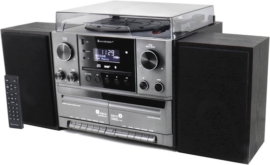 Système stéréo avec tourne-disque, radio DAB+, lecteur CD, USB, Bluetooth et numérisation