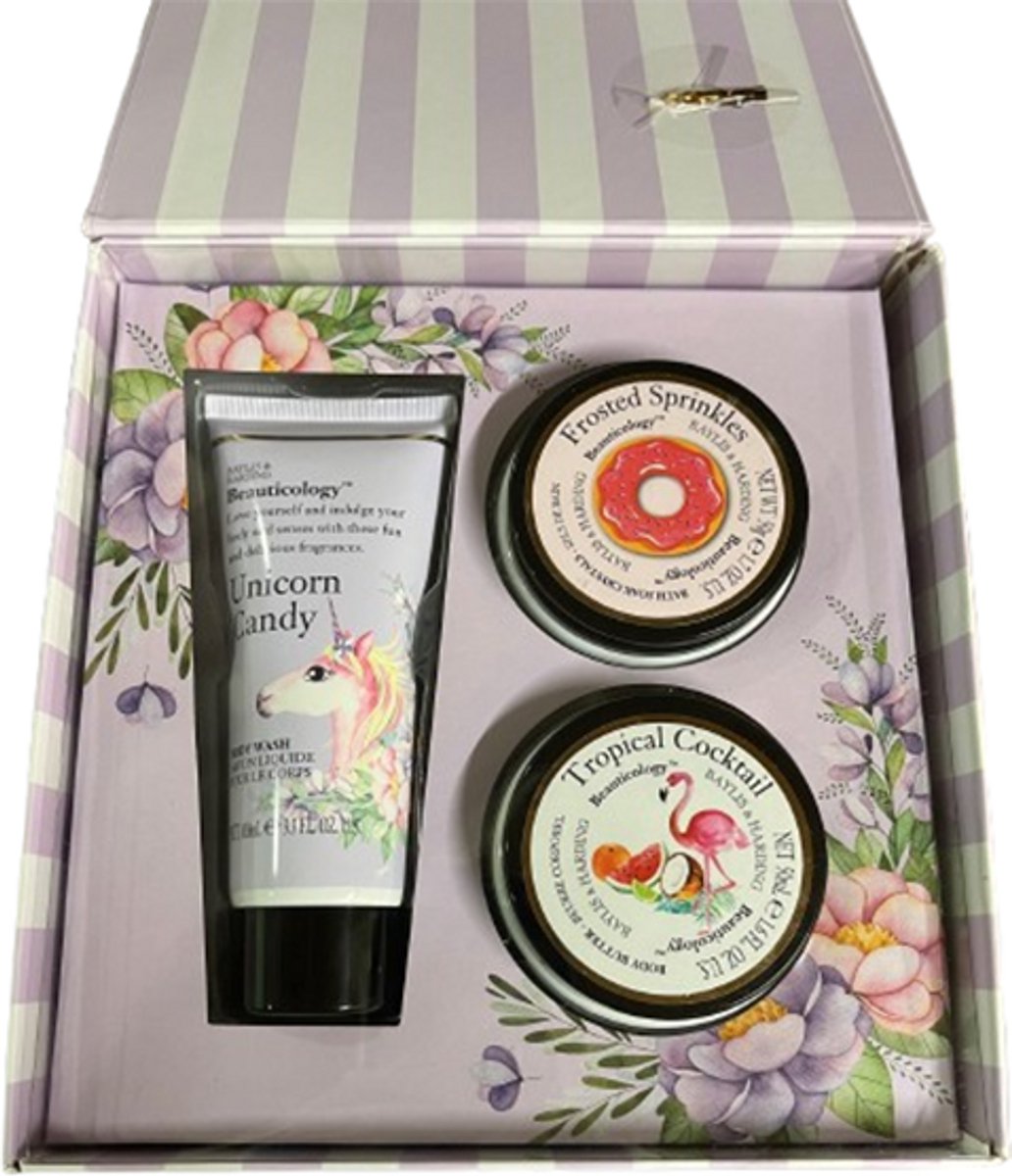 Beauticology Super Mom Geschenkset - Mama - Moederdag - Cadeau Pakket - Douchegel / Body Butter / Bad Kristal - Paars - Met Roset - Valentine - Valentijnsdag - valentijn cadeautje - Valentine - Valentijnsdag - valentijn cadeautje