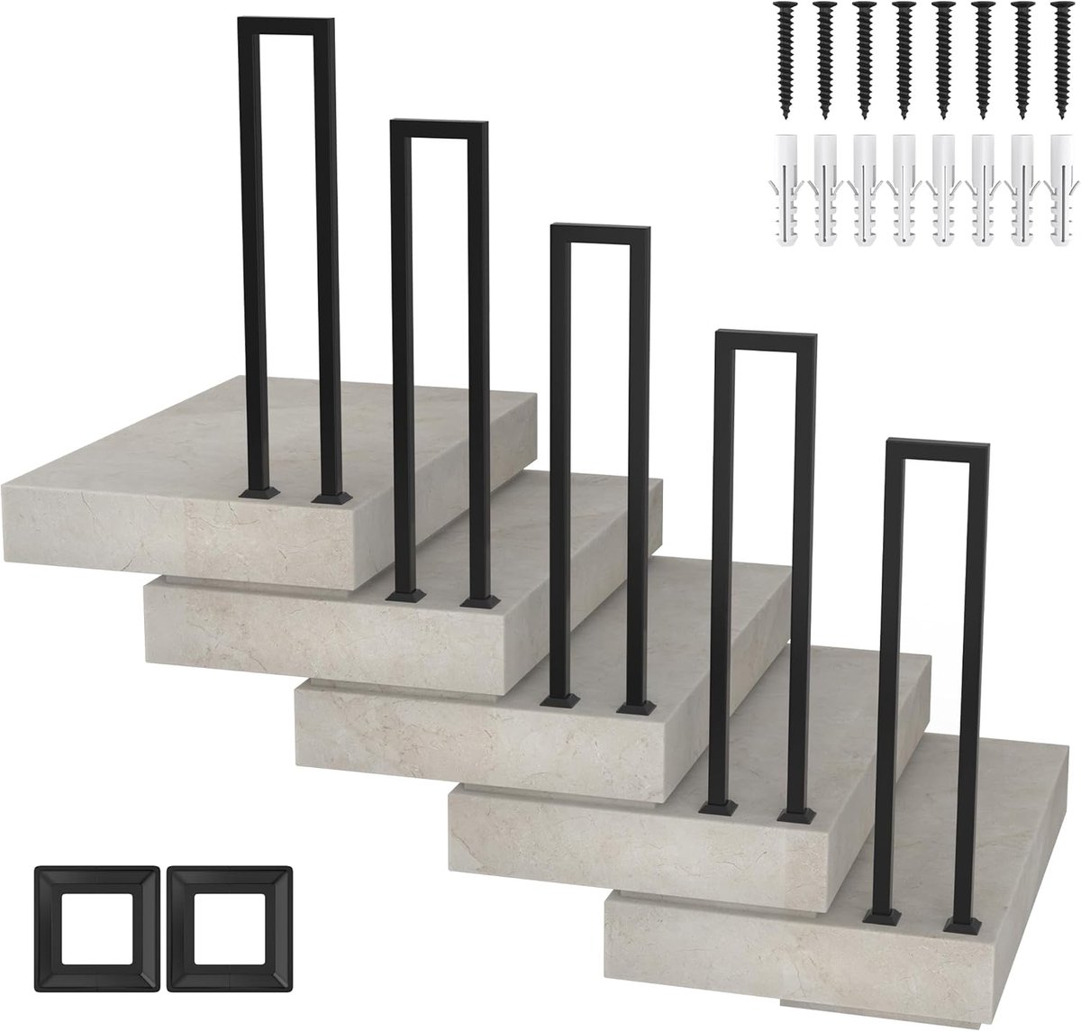 Aufun 85cm Trapleuning Voor Trap U-Vormige Metalen Leuning Veiligheid Leuning Trap Leuning Balusters Terras Leuning, Zwart(Staande Installatie)