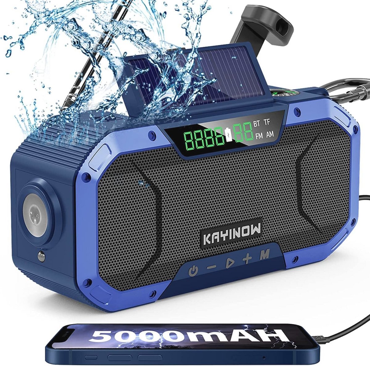 Opwindbare Noodradio met Bluetooth Speaker en Waterdichte Functionaliteit - Draagbare Emergency Radio voor Camping en Avontuur